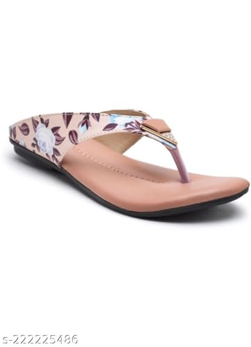 Image of KM Footwear Women and Girls Fashion Flats Sandals Fashion Casual Stylish Decent Trendy Flower Printed Sandals Slippers Footwear Chappal