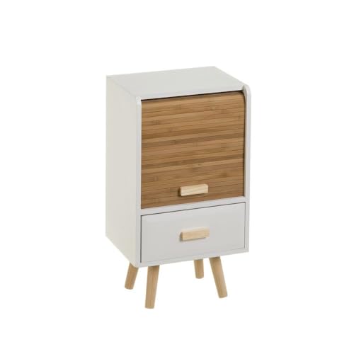 DRW Mueble con 1 Cajon y 1 Puerta persiana de Madera MDF en Blanco y Natural