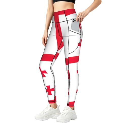 Leggings con estampado de la bandera de Georgia para mujer en conjuntos de entrenamiento