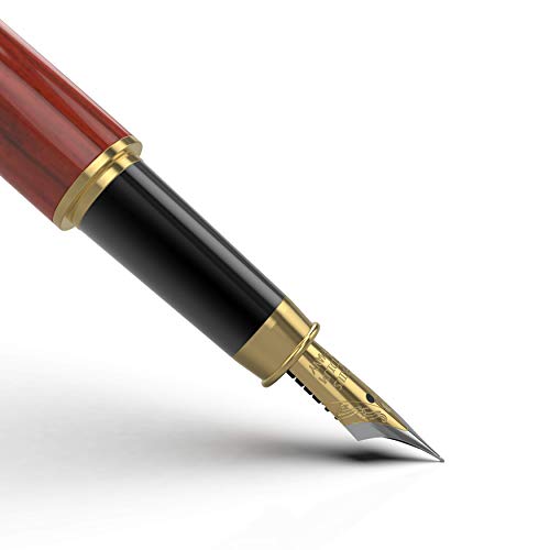 Wordsworth and Black\'s Calligraphy Pen - Luxury Wooden Bamboo Fountain Pen - Refillable Ink Converter-Smooth Ink Flow For Precision Writing, Journaling, Drawing (Rosewood, Display Case [Medium Nib]) - Thumbnail 3