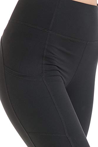 Leggings Depot High Waist Solid Athletic Pocket Yoga Pants For Women (Full Length, Black, Medium) #TOP6