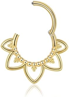 Lantine 16 g septum-piercing, minimalistische lotusbloem, goud/staalkleur, scharnier-segment-clicker, daith piercing, chirurgisch staal, conch, tragus, rook, 8 mm, 10 mm, 10 mm, Roestvrij staal Lantine 16 g septum-piercing, minimalistische lotusbloem, goud/staalkleur, scharnier-segment-clicker, daith piercing, chirurgisch staal, conch, tragus, rook, 8 mm, 10 mm, 10 mm, Roestvrij staal