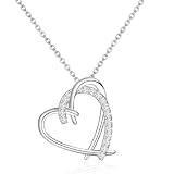 ULaTA Sterling Silver Heart Shaped Diamond Pendant Necklace - Elegant Jewelry for Women