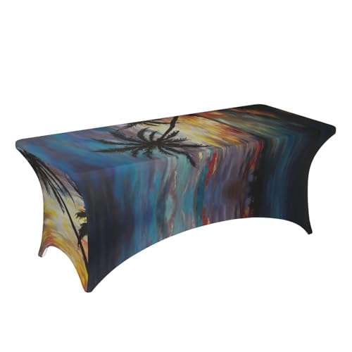 Housse de table rectangulaire infroissable EdWal en spandex tropical