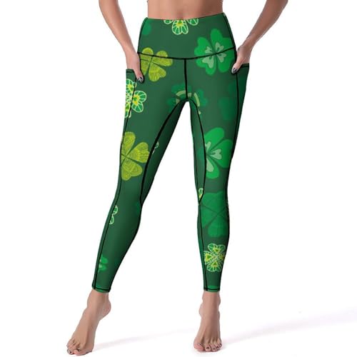 Taille haute leggings pour fitness gym jogging motif trèfle S