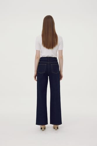 Generic Women's Wide Jeans Stretchy Sustainable Denim Pants Super Leg FGWD01, Blue4