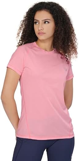 TECHNOSPORT Womens Polyester Regular Fit Crewneck Half Sleeve Shirt Sleeve|WTW105