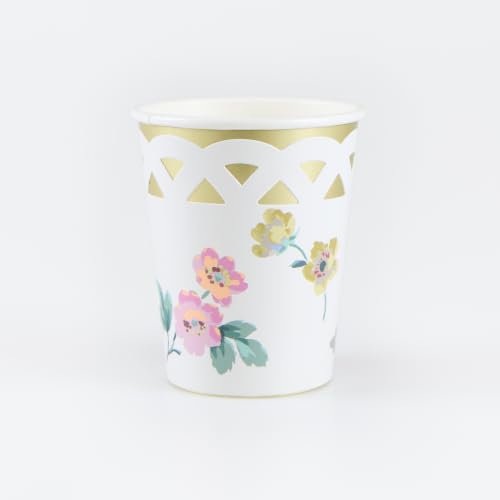 Meri Meri Flower Cups for Parties (Pack of 8), Disposable Floral Cups, Great for a Garden Party, Sized for Kids & Adults, Ideal for Hot or Cold Party Drinks, 9oz Capacity, Paper