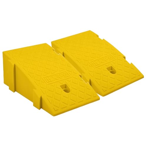 Rampas portátiles para bordillos, 2 unidades, altura de 7,4 pulgadas, para motocicletas, sillas de ruedas, bicicletas y cortadoras de césped (amarillo) miniatura 1