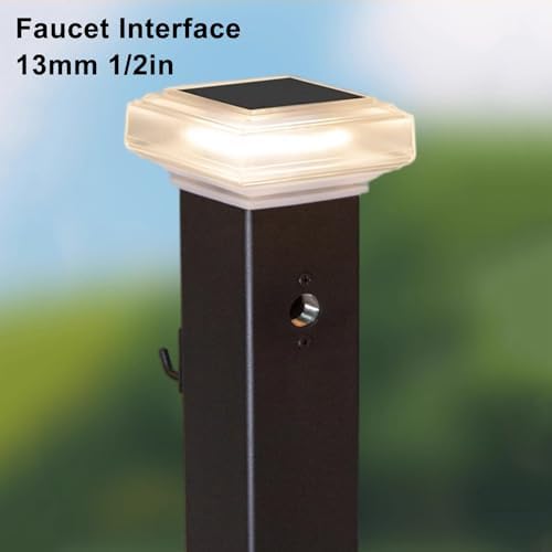 Stainless Steel Solar Outdoor Water Column Fountain - 31.5" Garden Decorative Floor Mount Antifreeze Faucet for Yard & Patio Lighting