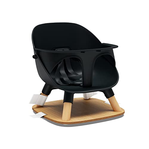 Image of Lalo The Booster Seat for Babies & Toddlers, Children's Booster Seat, Easy to Clean Five-Point Safety Harness & Durable Non-Toxic Plastic Seat & Belly Bar - Licorice