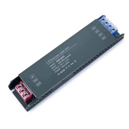 KSIBNW 24V LED Driver 24V 300W Transformer AC 240V to DC 24V 12.5A Constant Voltage Power Supply Ultra Slim Low Volt Transformer Adapter for LED Strip Light
