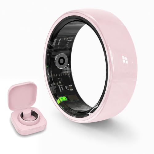 Image of Smart Rings for Couples，Health Rings for Men & Women, 24 /7 Track Heart Rate, Sleep, SpO2, Stress, HRV & Cycles. 5ATM Waterproof, iOS /Android, No Subscription.(Pink, 8 (18.3mm))