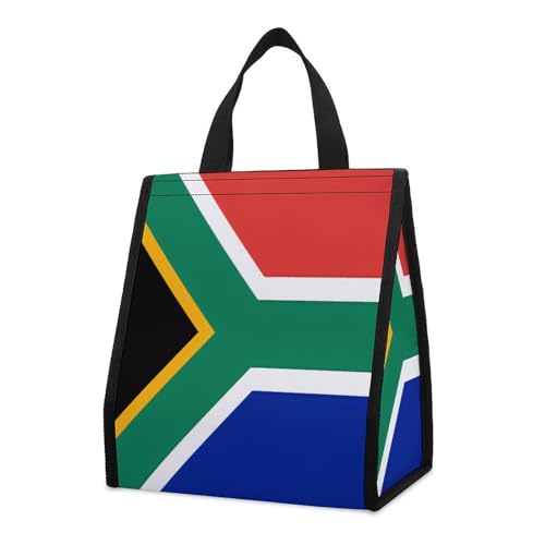 NTVOWPZO Reusable Collapsible Insulated Lunch Bag 9L Foldable Thermal South Africa Flag Cooler Bag with Aluminum Foil Liner Washable Leakproof & Lightweight Lunch Tote for Work Picnic Beach Gym