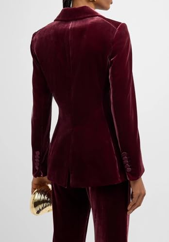 Women Double Breasted Blazer Pants Set Velvet 2 Piece Outfits Prom Suit for Wedding4
