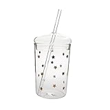 MOTHNUR Vaso de Vidrio con Pajita Transparente Grande Capacidad Taza para Jugos y Bebidas Diseño Portátil Resistente y Práctico para Uso Diario Casa y Oficina