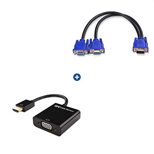 Cable Matters 1-Foot VGA Splitter Cable (VGA Y Cable) for Screen Duplication & HDMI to VGA Adapter in Black