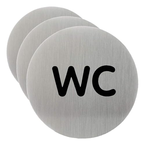 Signalétique toilettes ronde inox Durable 490723 autocollante pour porte WC 83mm
