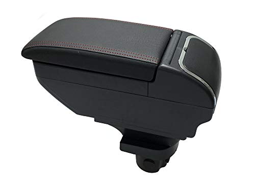 JUMBOMOTOR Black Leatherette Front Center Console Armrest Storage Box Fit for 2006-2011 Toyota Yaris Vitz