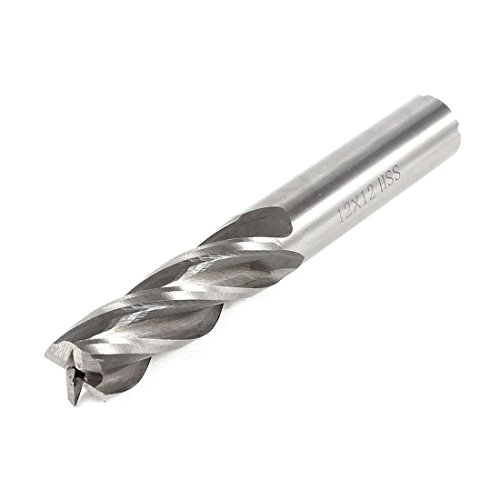 Image of uxcell 12mmx12mmx40mmx85mm Machining Cutting Tool Helical Groove 4 Flute Straight Shank Milling Cutter End Mill
