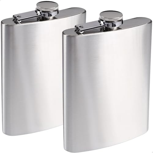 Kit 2 Cantis de Bolso em Aço Inox Premium Antivazamento – Porta Bebida para Whisky Vodka Rum Gin – Cantil Portátil Discreto para Viagem Festa e Presente