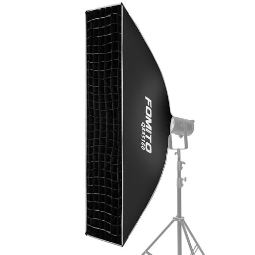 FOMITO Bowens Boîte à lumière rectangulaire à dégagement rapide 35 x 160 cm avec grille de faisceau pour éclairage de studio photo