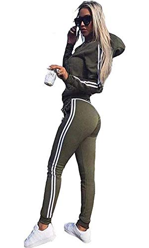 Godoboo Mujeres 2 Piezas Set Chándales Sudadera con Capucha Manga Larga Deportivos Chaqueta Pantalones Monos Jumpsuit