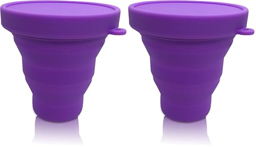 AvaLoona Vaso menstrual plegable para limpieza y almacenamiento (morado) (Paquete de 2)