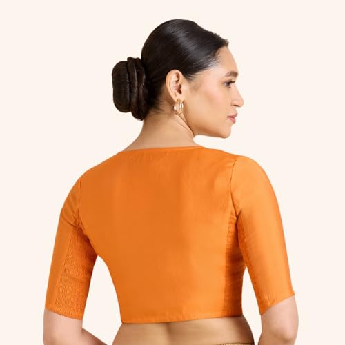 Image of Studio Shringaar Women's Cotton Stretchable (Smocked) Readymade Saree Blouse with Underarm Sweat Pads (Pack of 14 Pads)