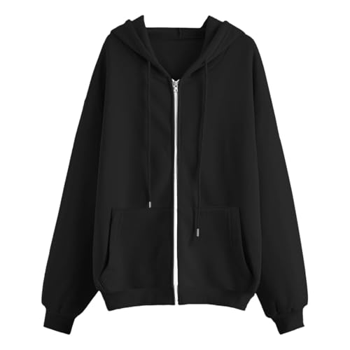 Veste Sport Femme Sweatshirts Printemps Zippée Gilet Mi Saison Sweet Capuche De Sweat Zippé Pulls, Gilets Et Sweats Legere À Manches Longues Décontracté Chaude a Hoodie Jogging Vetement,#1-noir,M – vue 4