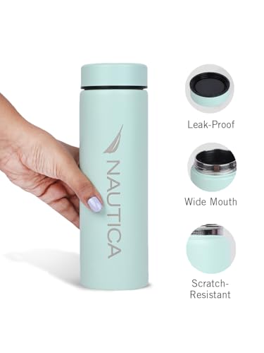 Image of NAUTICA Premium Leak-Proof Insulated Water Bottle - 1pc (Stern)| 500ml | Stainless Steel Flask with 24 Hours Temperature Retention | Ideal for Travel, Gym, Office Use Titanium Solid-LightGreen