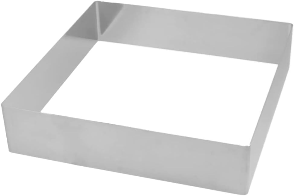 Garneck Square Stainless Steel Cake Ring for Baking Mousse Pastry Smooth Surface Non Stick Cutter for Cookies Fondant Fruits Bread Reusable Baking Mold