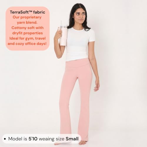 Image of Terractive Cuddle Flares for Women | TerraSoft Ultra Soft, Super Stretchy & Sweat-Wicking Flare Pants | High-Waist Tummy Tuck Workout & Lounge Pants