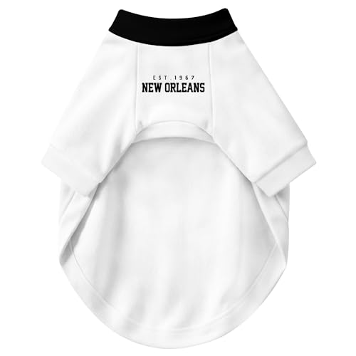 Image of New Orleans Dog Clothes Jersey Style Personalized Pet T Shirt with Custom Name Number for Small Medium Large Dogs