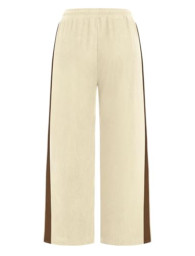 ZAFUL Mens Corduroy Sweatpants Drawstrings Color Block Side Stripes Wide Leg Straight Long Pockets Casual Pants4