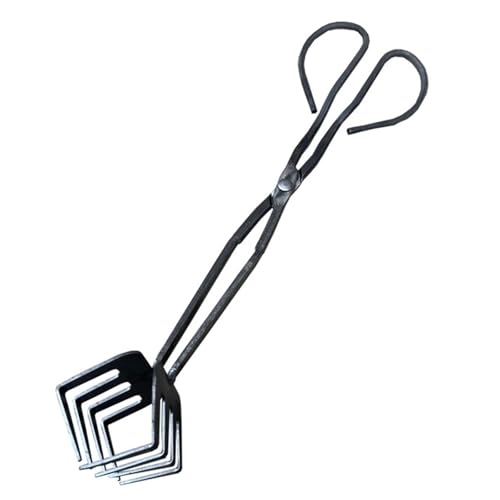 Pinzas de metal para carbón de hierro, pinzas de metal para una gestión segura y fácil de leña, adecuadas para incendios en interiores y exteriores