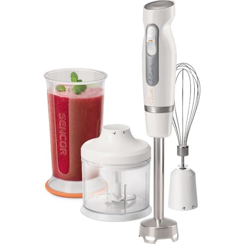 SENCOR SHB 4378WH - Mezclador de mano con picadora y batidor, color blanco