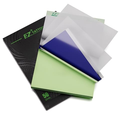 EZ Papel Transfer Tattoo   50 Hojas A4 Papel Hectografico Tattoo para Impresora Tattoo, 4 Capas 21 x 30cm DIY Papel Calco Tatuaje para Accesorios y Suministros para Tatuajes