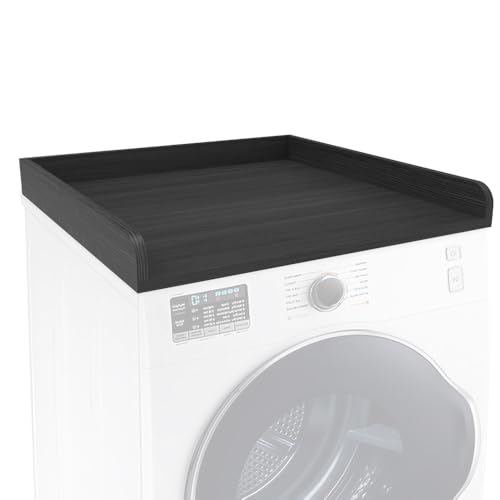 SADIELIFE Washer Dryer Countertop Only,Edge Rails-27.5" Depth*27.5" Width Laundry Room Organization,High-Adhesion Non-Slip Protective Layer,with Edge Rails (Black)
