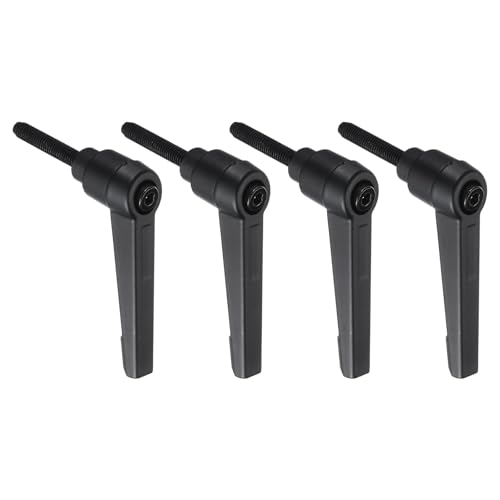 Image of uxcell 4pcs Lever Adjustable Handles M5 x 25mm Metric Male Thread with Nuts Washers, Level Clamping Handle Set Hand Stud Knobs Rotating Screw Handles Bolts with Locking Lever, Black