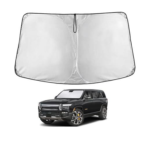Image of Econour Windshield Sun Shade Compatible for Rivian R1S R1T 2022-2024 2025 2026, Sun Visor for Front Windshield & Window Sun Shade Cover, UV Heat Blocker & Protector, Car Accessories
