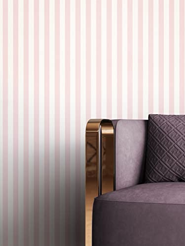 Papel pintado dormitorio rosa rayas crema de pared tejido no tejido salón clásico 3