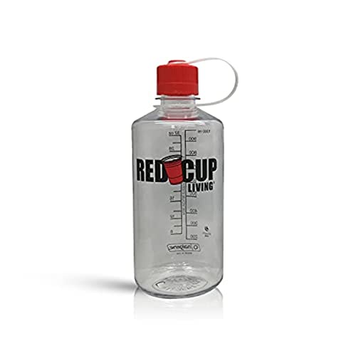 Red Cup Living Nalgene 32 oz Tritan Water Bottle (Clear w/ Fire Orange Cap, Narrow Mouth)