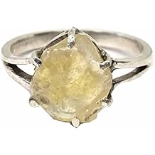 Uncut Raw Yellow Sapphire Ring, Rough Gemstone In 925 Sterling Silver Band, Raw Crystal Ring, Ring For Wedding, Anniversary, Birthday Gift Ring