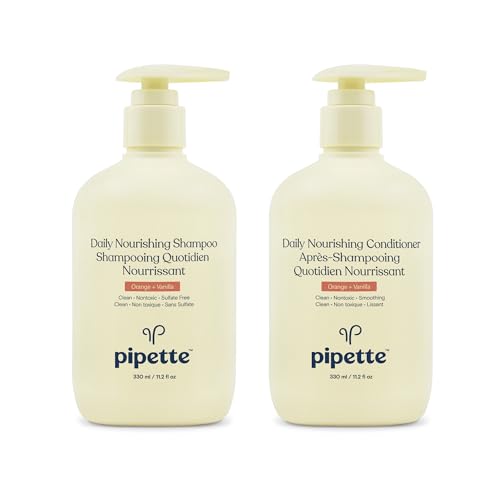 Image of Pipette Daily Nourishing Shampoo and Conditioner Duo, Clean, Tear-Free Shampoo For Kids, Detangling Conditioner For Kids, Sulfate-Free, Paraben-Free, Silicone-Free, Hypoallergenic, Non-Toxic