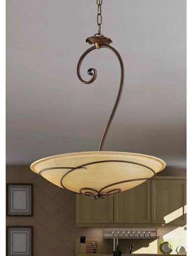 Lustre classique en fer forgé rouille-or suspension de plafond 3 lampes pour chambre