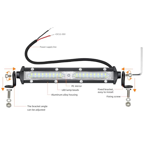 STDYSUN Ultra Slim Single Row LED Offroad Driving Fog Lights Bar 2Pcs 7Inch Waterproof Auxiliary Work Lights Grille Lights Bar fit for Motorcycle Truck Trator ATV UTV Golf Cart Boat Cars by STDYSUN - Used condition - Image 3