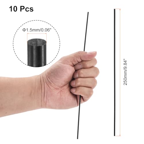 Image of uxcell 10 Pcs Black Plastic Rods 1.5 x 250mm ABS Styrene Round Stick Round Solid Bar DIY Model for DIY Toys Building Making Architectural Model Making