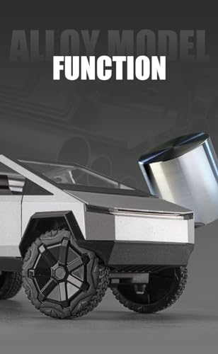 Image of DEOXY 1 /32 Tesla Cyber Truck Toy Car Metal Pull Back Diecast Car with Openable Door and Sound Light, Gifts Toys for Kids, Black