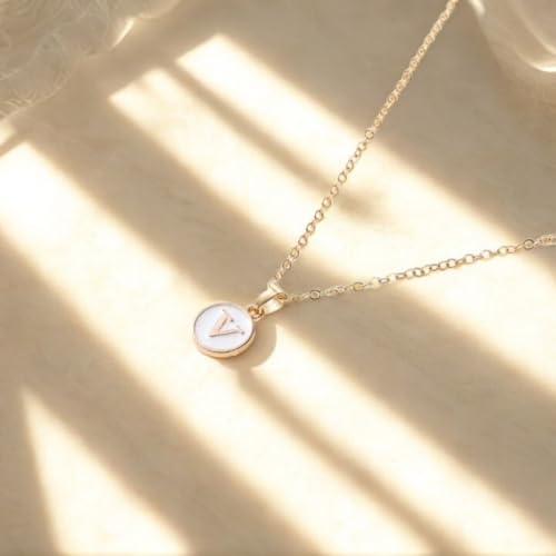Image of Giftana Alphabet Locket with Chain, White Enamel Letter A-Z Pendant Necklace for Girls, Personalized Initial Name Gold Plated Pendant Necklace Gift for Girlfriend, Valentines Day Gifts for Woman
